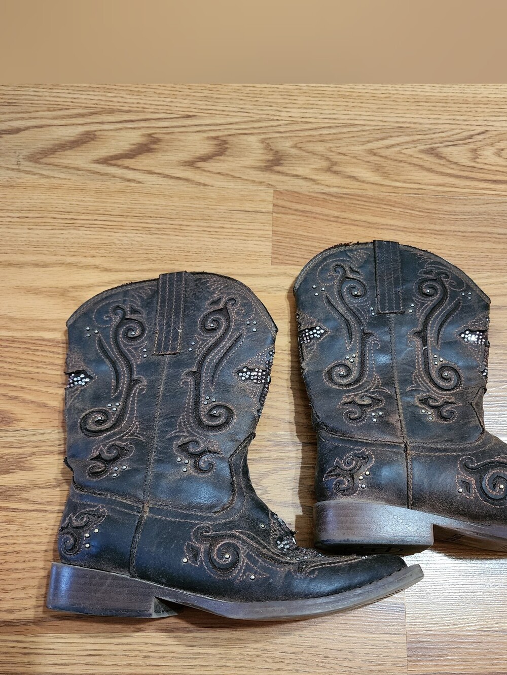 Roper Girls Cowgirl Western 09-018-1901-0098 “Faith Bling” Brown Boots sz 1